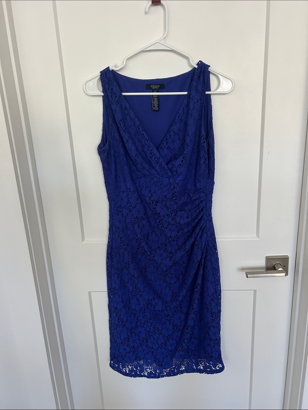 Chaps Royal Blue Lace V‑Neck Midi Dress size 6